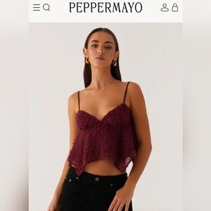 Peppermayo Burgundy Lace Women Top